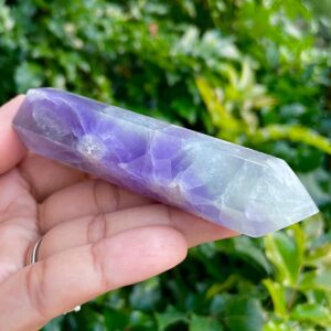Rainbow Fluorite Crystal Point: Purple Green Gemstone Tower (98*28mm) 116.9g Read Description