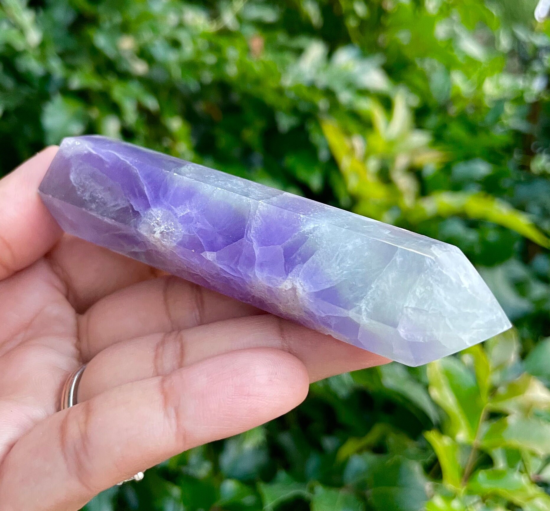 Rainbow Fluorite Crystal Point: Purple Green Gemstone Tower (98*28mm) 116.9g Read Description