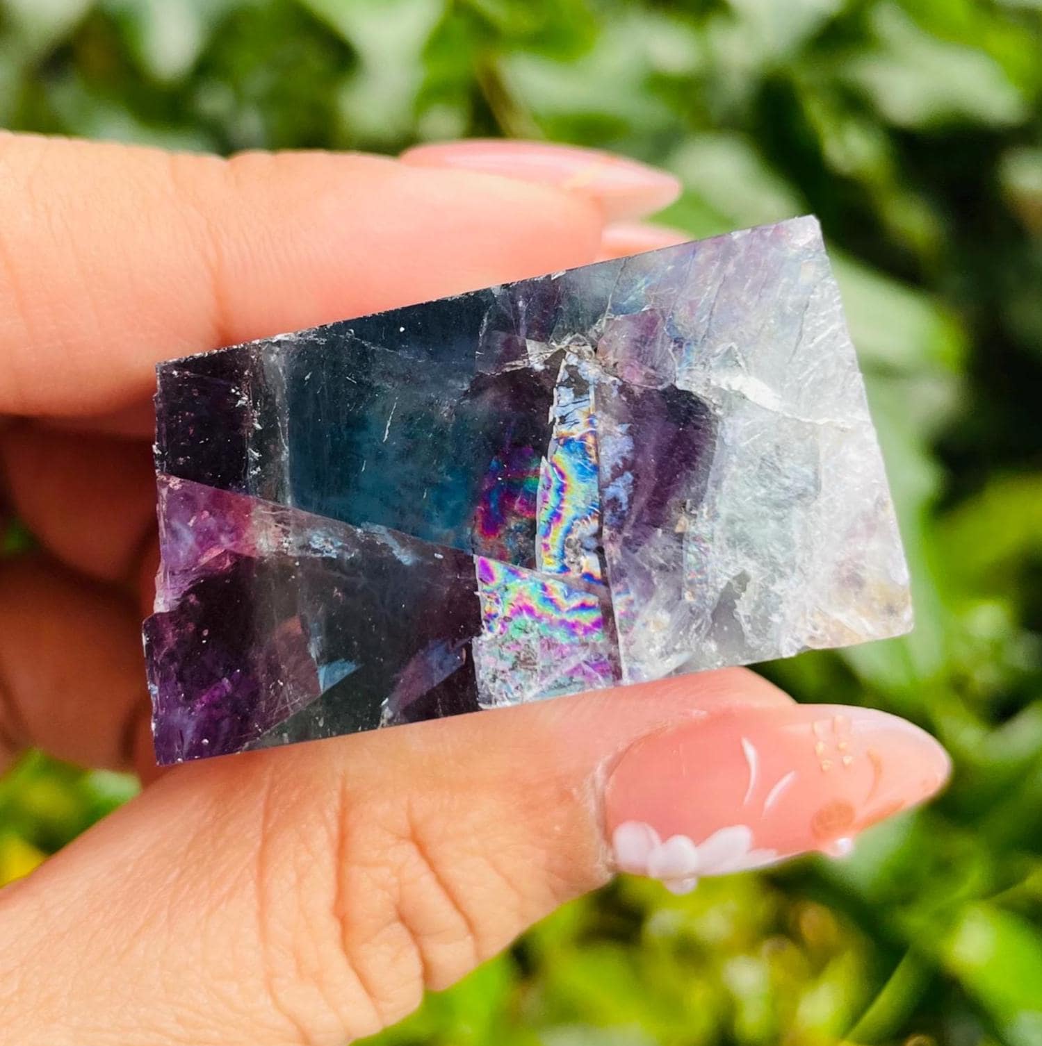 Rainbow Fluorite Crystal Point: Semi-raw Gemstone 90.2g, 40x36mm *read Description