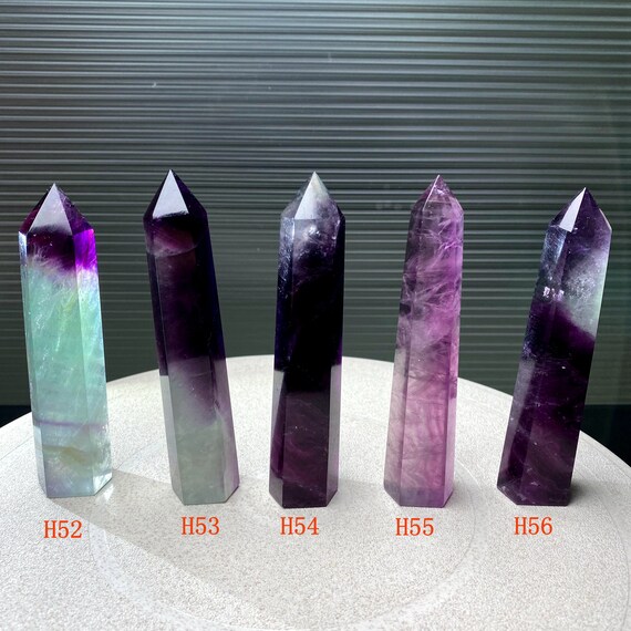 Rainbow Fluorite Crystal Point: Handmade Reiki Healing Obelisk
