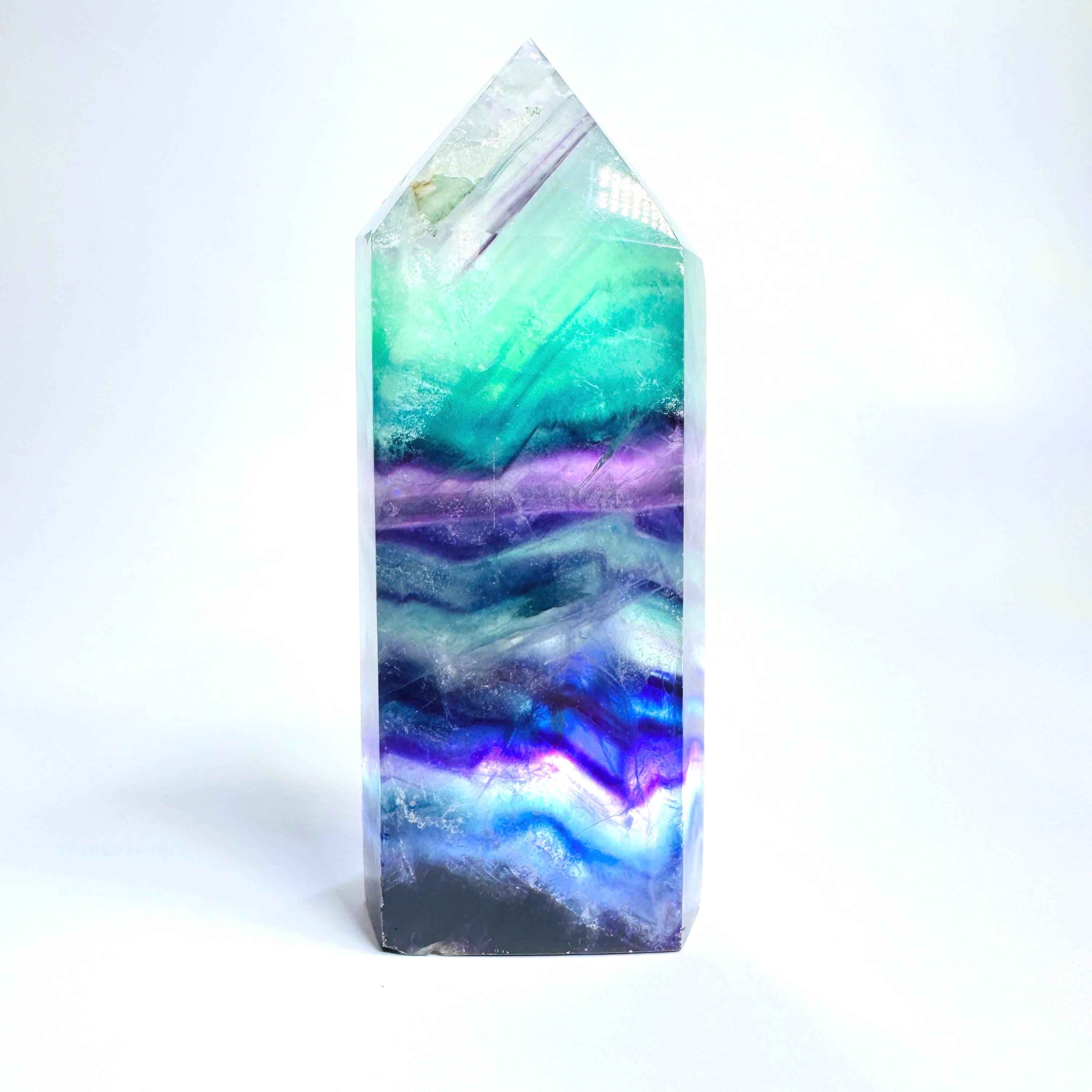 High Grade Rainbow Fluorite Tower, Candy Fluorite Tower, Fluorite Crystal Point Tower