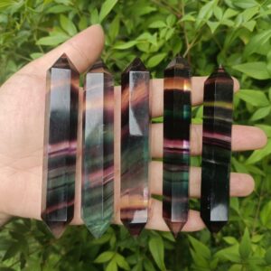 Large Rainbow Fluorite Double Terminated Crystal Point Wand Tower Large Rainbow Fluorite Double Terminated Crystal Point Wand Tower