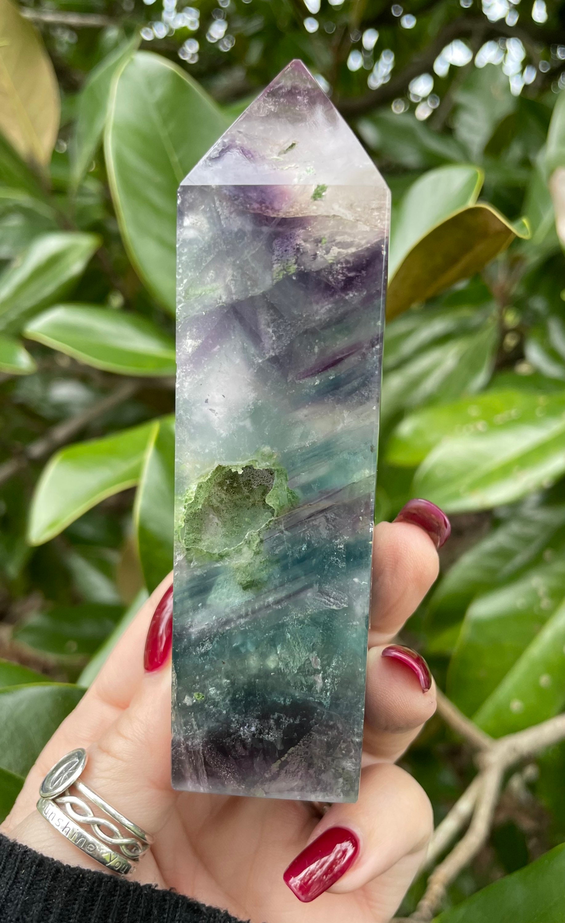 Rainbow Fluorite Point, Druzy Fluorite Tower, Rainbow Fluorite, 4.7” Rainbow Fluorite Point, Druzy Fluorite Tower, Rainbow Fluorite, 4.7”
