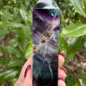 Rainbow Fluorite Point, Druzy Fluorite Tower, Rainbow Fluorite, 5.1”