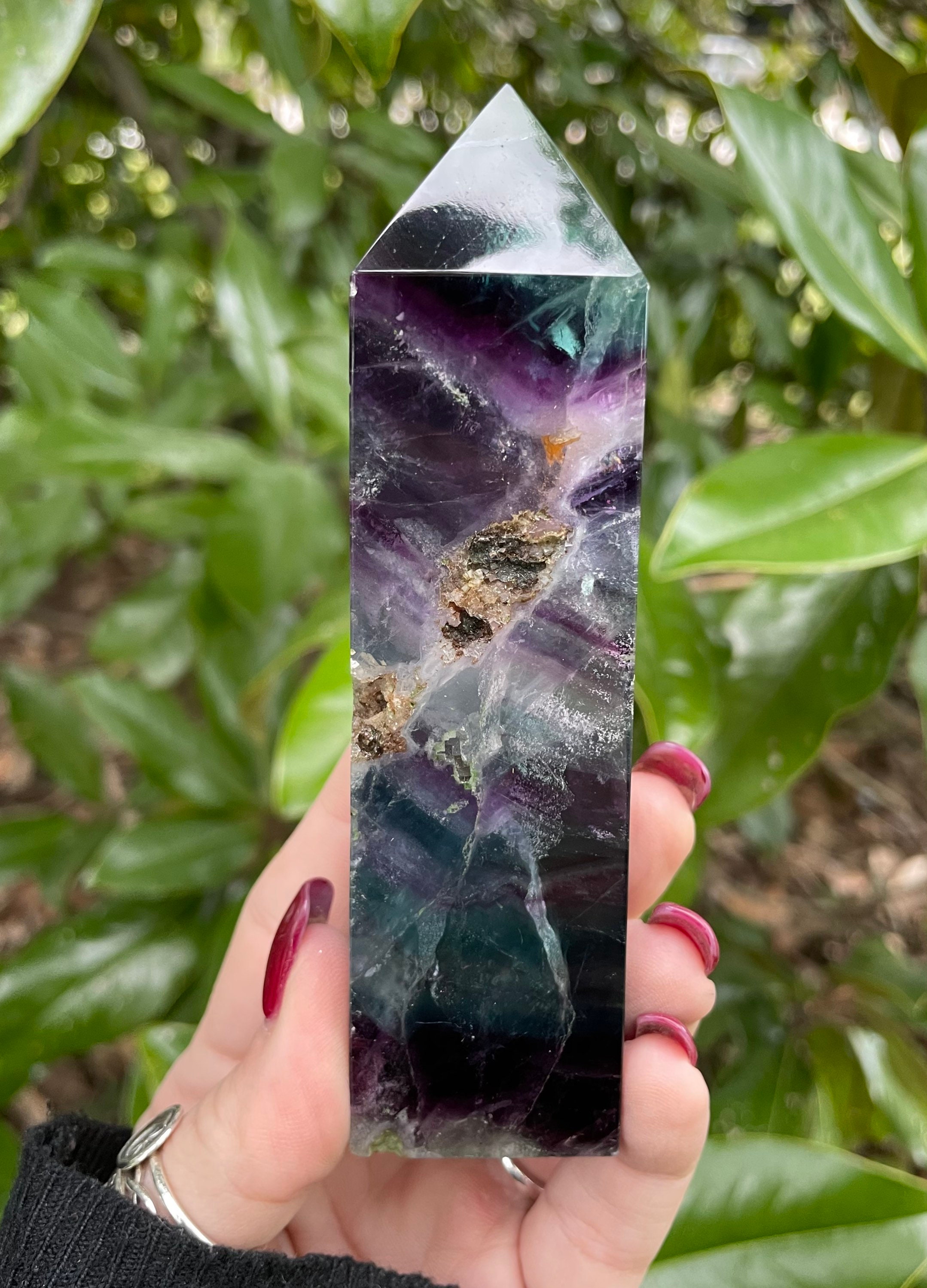 Rainbow Fluorite Point, Druzy Fluorite Tower, Rainbow Fluorite, 5.1” Rainbow Fluorite Point, Druzy Fluorite Tower, Rainbow Fluorite, 5.1”