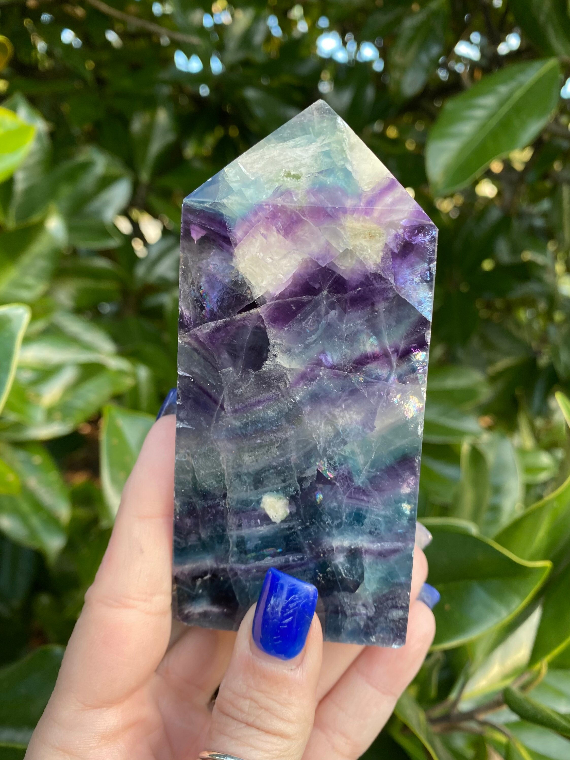 Rainbow Fluorite Point, Rainbow Fluorite Tower, Rainbow Fluorite, 4.5”
