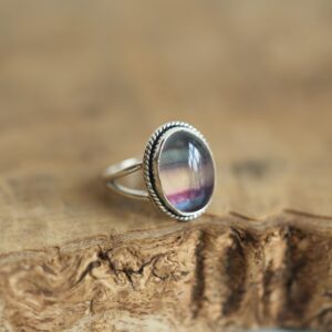 Custom Rainbow Fluorite Boho Ring - .925 Sterling Silver - Choose Your Stone Custom Rainbow Fluorite Boho Ring - .925 Sterling Silver - Choose Your Stone
