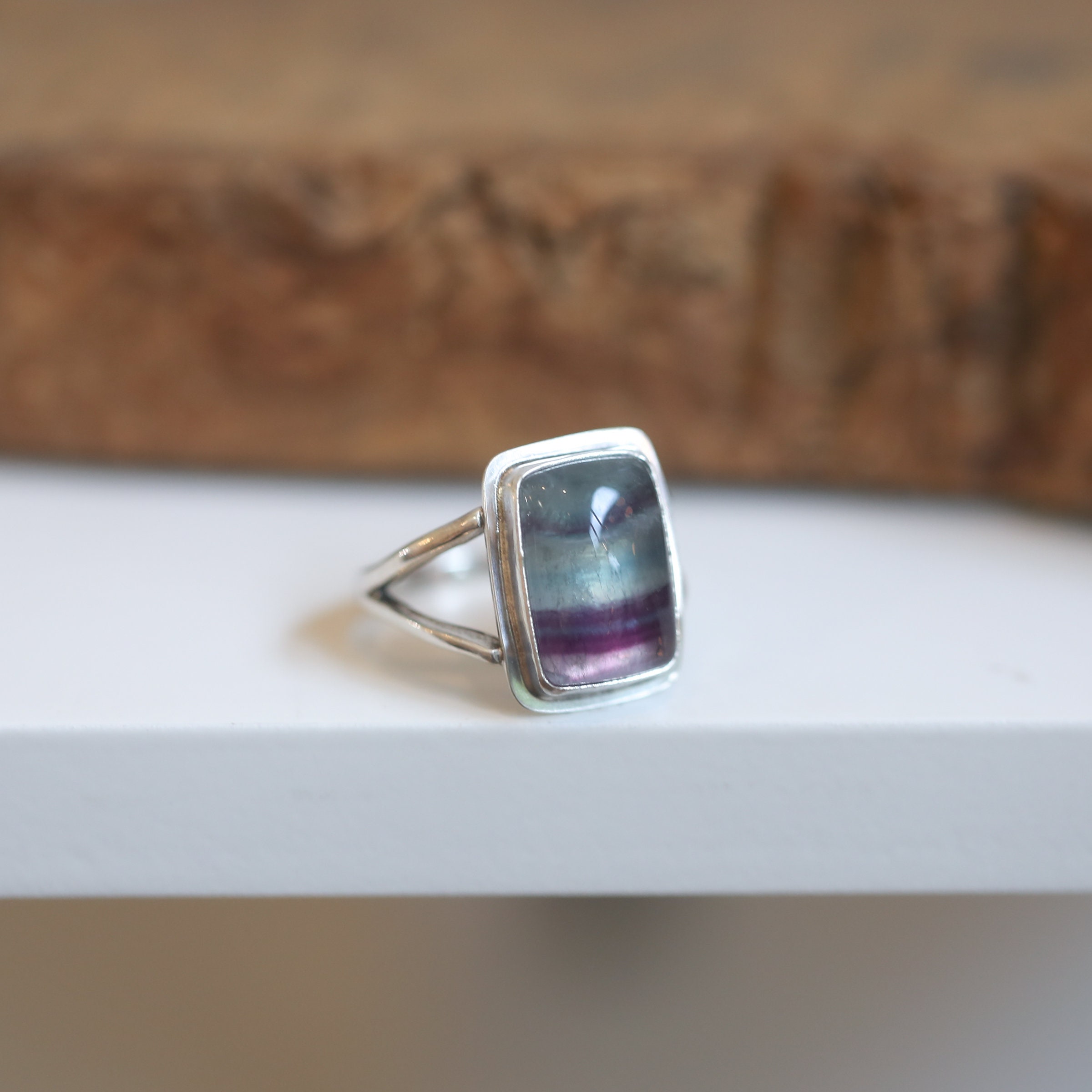 Custom Sterling Silver Rainbow Fluorite Ring – Silversmith Gemstone Jewelry