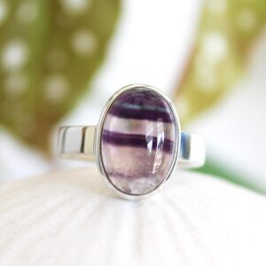 Rainbow Fluorite Sterling Silver Ring - Oval Stone, Size 6-6.5 Rainbow Fluorite Sterling Silver Ring - Oval Stone, Size 6-6.5