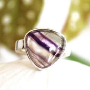 Rainbow Fluorite Sterling Silver Ring: Triangular Gemstone, Size 8-8.5 Rainbow Fluorite Sterling Silver Ring: Triangular Gemstone, Size 8-8.5