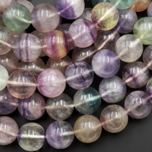Large Natural Rainbow Fluorite 12mm 13mm 14mm Round Beads Soft Pink Purple Green Honey Gemstone 15.5" Strand Large Natural Rainbow Fluorite 12mm 13mm 14mm Round Beads Soft Pink Purple Green Honey Gemstone 15.5" Strand