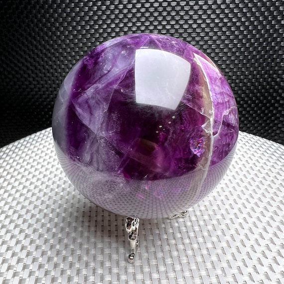 3.54"natural Rainbow Fluorite Large Ball,top Quality Polished Purple Green Fluorite Sphere,meditate Crystal Big Ball,reiki Heal Crystal Gift
