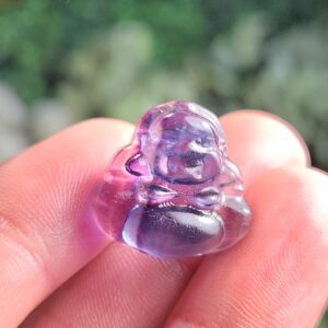 Rainbow Fluorite Buddha Carving: Tiny Polished Crystal Statue
