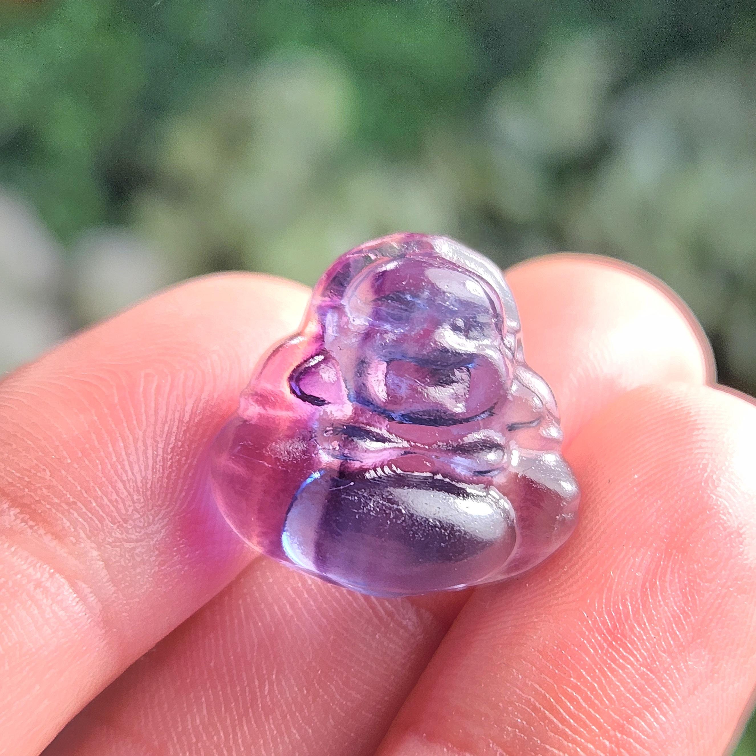 Rainbow Fluorite Buddha Carving: Tiny Polished Crystal Statue Rainbow Fluorite Buddha Carving: Tiny Polished Crystal Statue