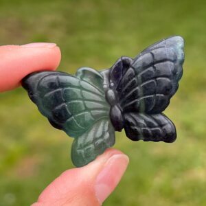 Rainbow Fluorite Crystal Butterfly: Carved Stone Figurine