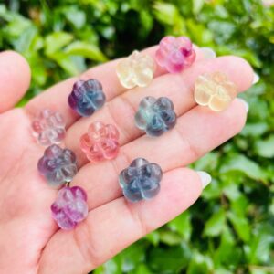 Rainbow Fluorite Crystal Flower: Carved Gemstone Bead (8-10mm)