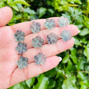 Rainbow Fluorite Crystal Flower Bead: Carved & Drilled (8-10mm)