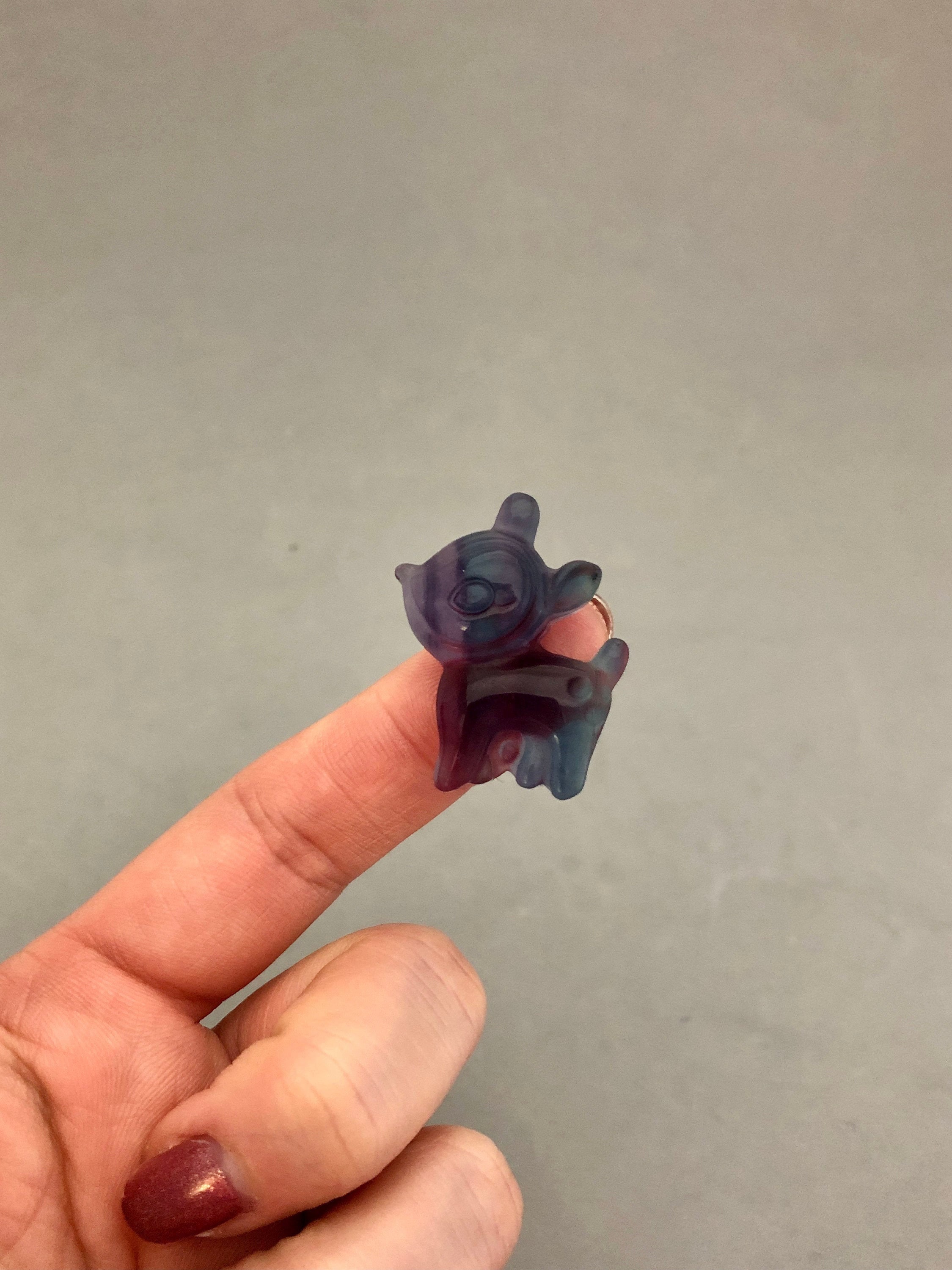 Rainbow Fluorite Fawn Deer Crystal Carving (1 1/8") For Animal Spirit Guide Messages, Deer Lovers, Altars, Gracefulness, Metaphysical Crytal