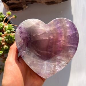 Large Rainbow Fluorite Heart Bowl, Crystal Decor (10cm)
