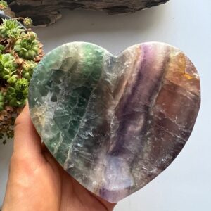 Rainbow Fluorite Heart Bowl, Crystal Healing Decor