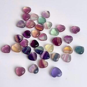 Rainbow Fluorite Heart | Mini Crystal Carving | Polished Crystal Puffy Shape Mini Heart