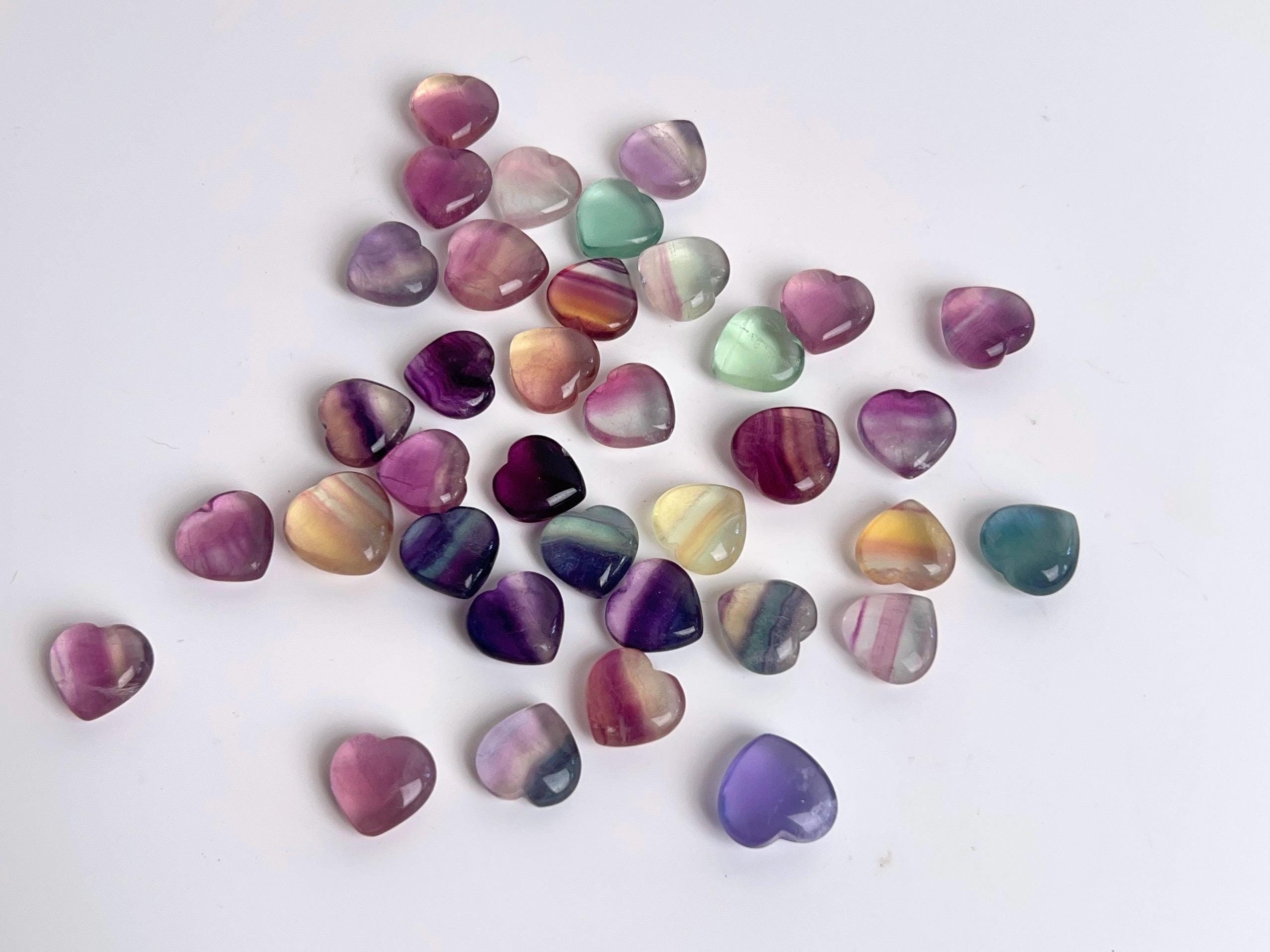 Rainbow Fluorite Heart | Mini Crystal Carving | Polished Crystal Puffy Shape Mini Heart Rainbow Fluorite Heart | Mini Crystal Carving | Polished Crystal Puffy Shape Mini Heart