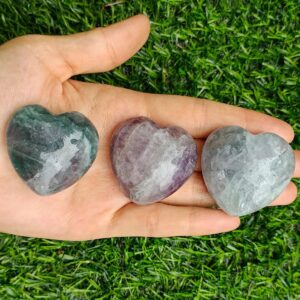 Rainbow Fluorite Heart Puffy Large 40mm (1.5")