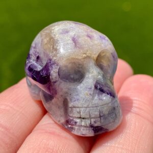 Mini Rainbow Fluorite Crystal Skull: Healing Stone Carving