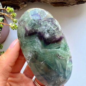 Rainbow Fluorite Palm Stone, Polished Crystal