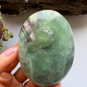 Green Rainbow Fluorite Palm Stone, Crystal Healing