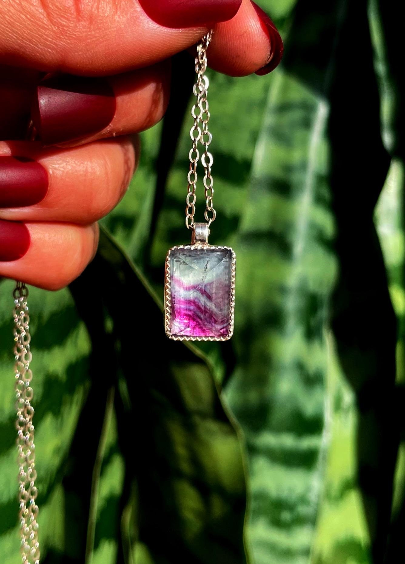 Rainbow Fluorite Ring (any Size) - In Sterling Silver For Discovering Your Soul Purpose - Heart Chakra Stone - Fluorite Crystal