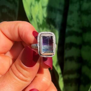 Rainbow Fluorite ring (any size)  - in sterling silver for Discovering Your Soul Purpose - heart chakra stone - fluorite crystal