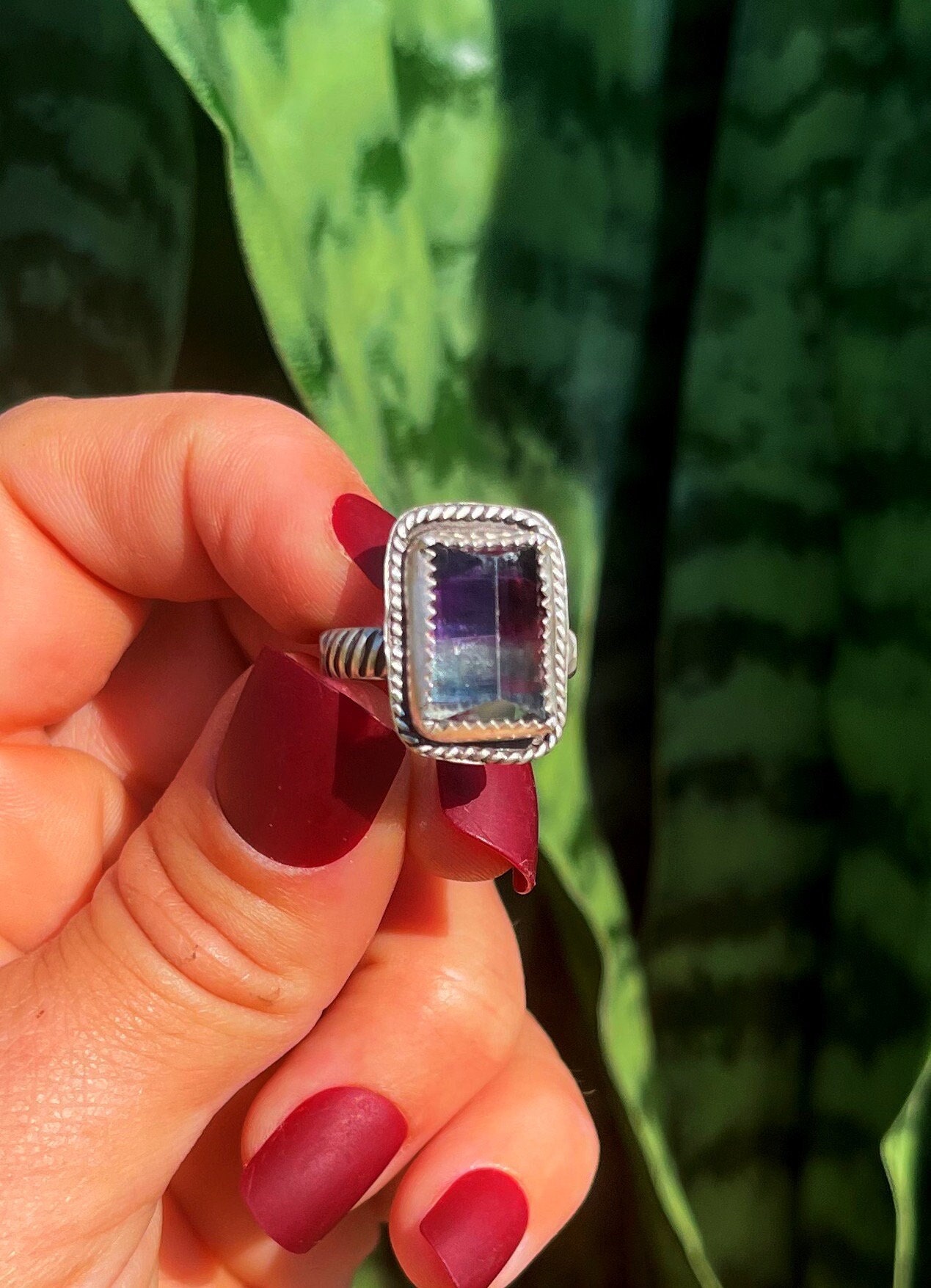 Rainbow Fluorite Ring (any Size) - In Sterling Silver For Discovering Your Soul Purpose - Heart Chakra Stone - Fluorite Crystal