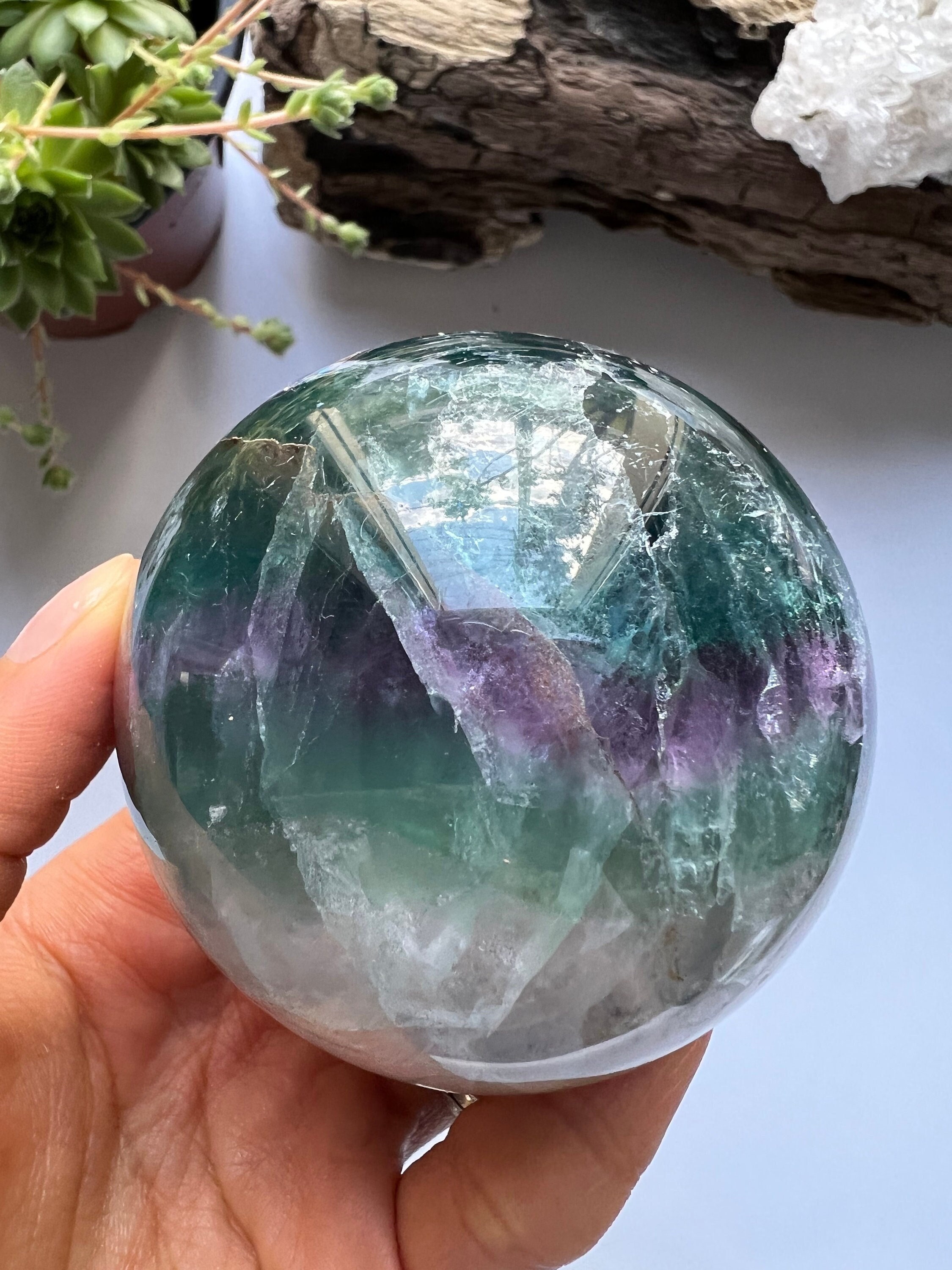 Rainbow Fluorite Sphere, 6cm Crystal Ball