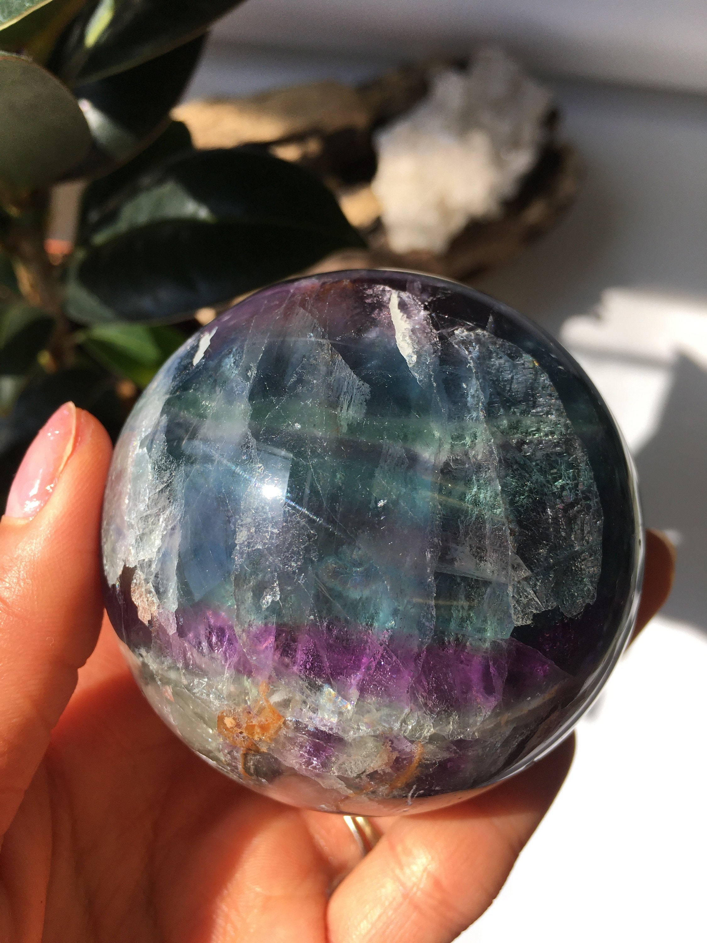 Rainbow Fluorite Sphere, 6.5cm Crystal Healing Stone