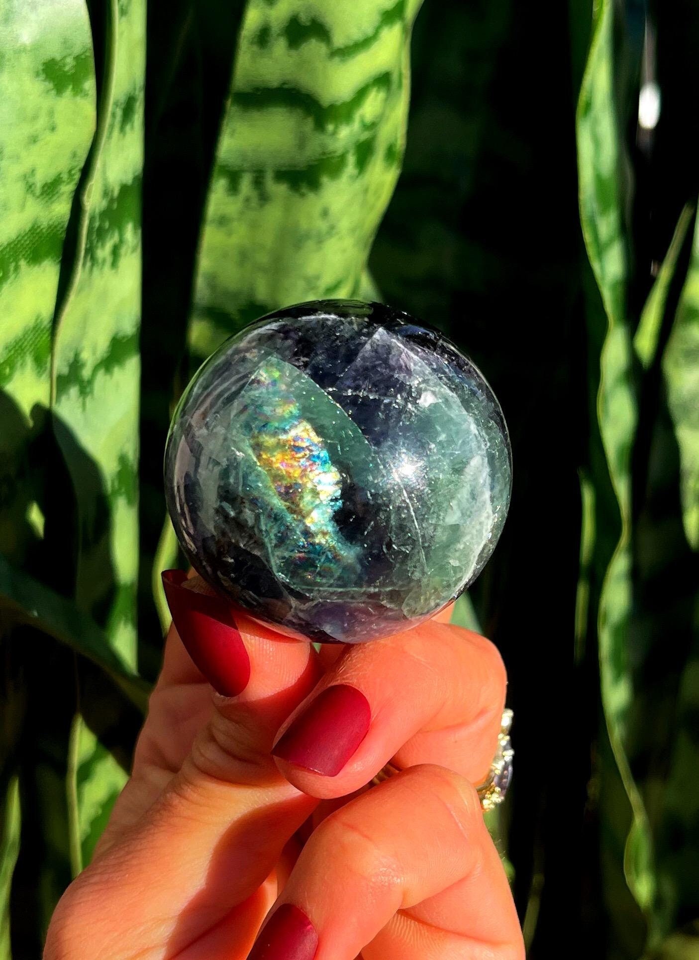 Rainbow Fluorite Sphere - For Discovering Your Soul Purpose - Rainbow Fluorite Crystal - Crystal Sphere