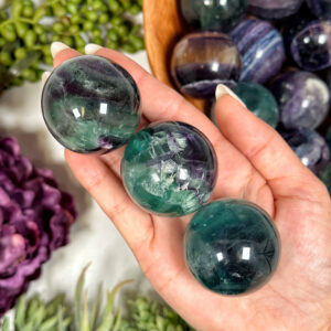 Rainbow Fluorite Sphere | 40mm | - No. 533 (polished Crystal Ball, Heart Chakra, Healing Stone)