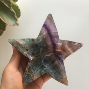 Large Rainbow Fluorite Star Bowl, Polished Crystal Gift