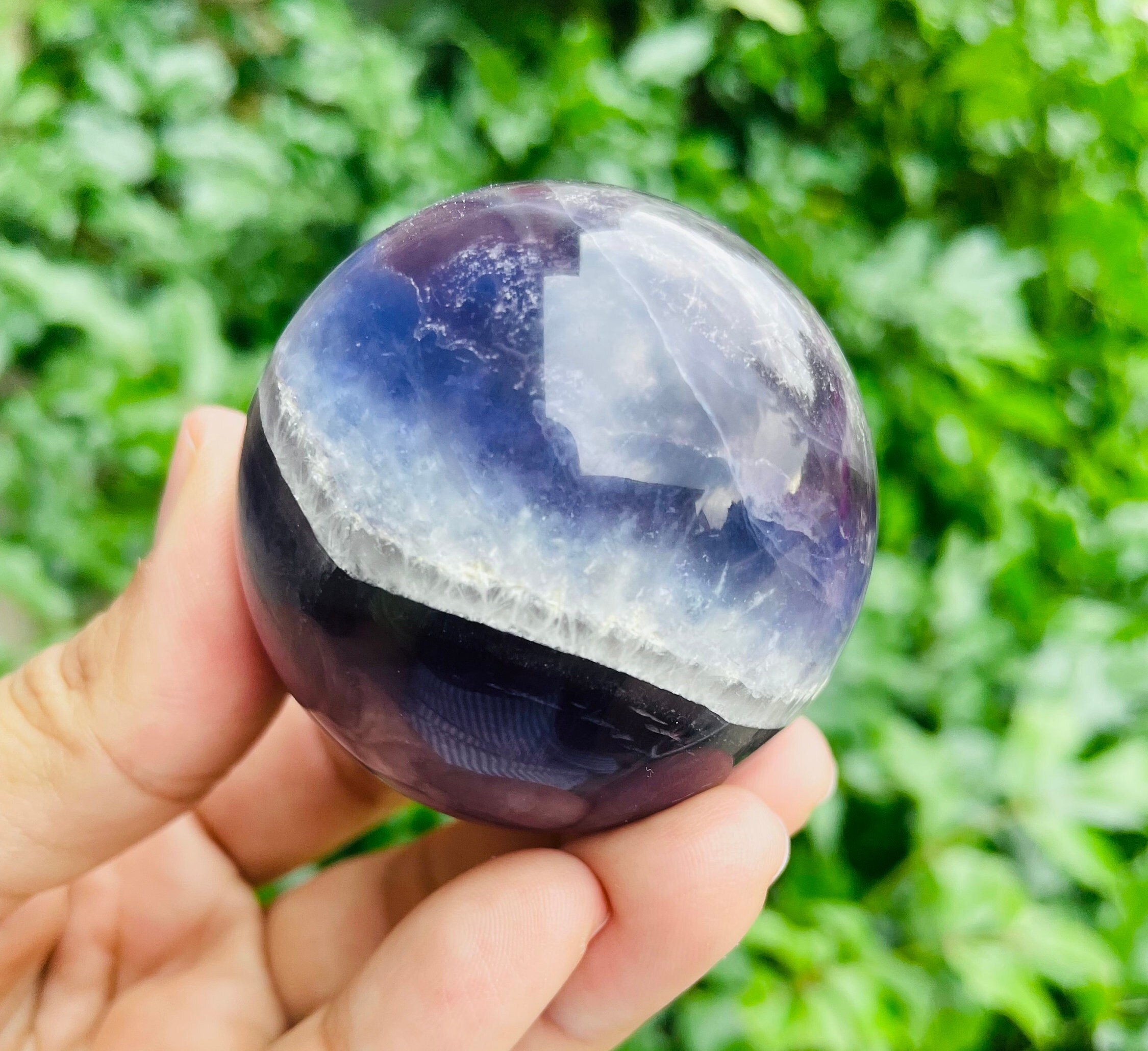 Violet Rainbow Fluorite Crystal Sphere (53mm) 245g Read Description Violet Rainbow Fluorite Crystal Sphere (53mm) 245g Read Description