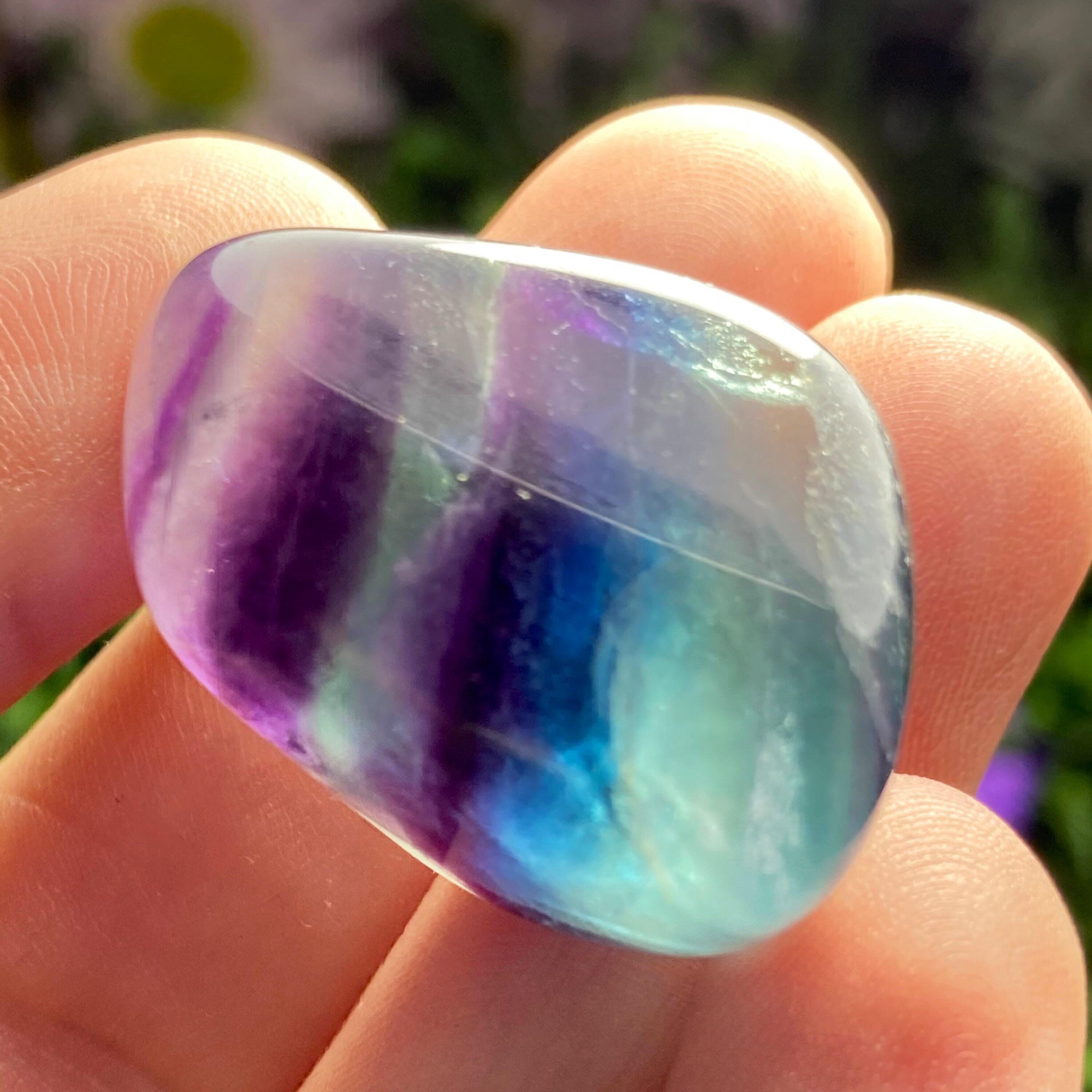 Tumbled Rainbow Fluorite Crystal: Polished Natural Fluorite