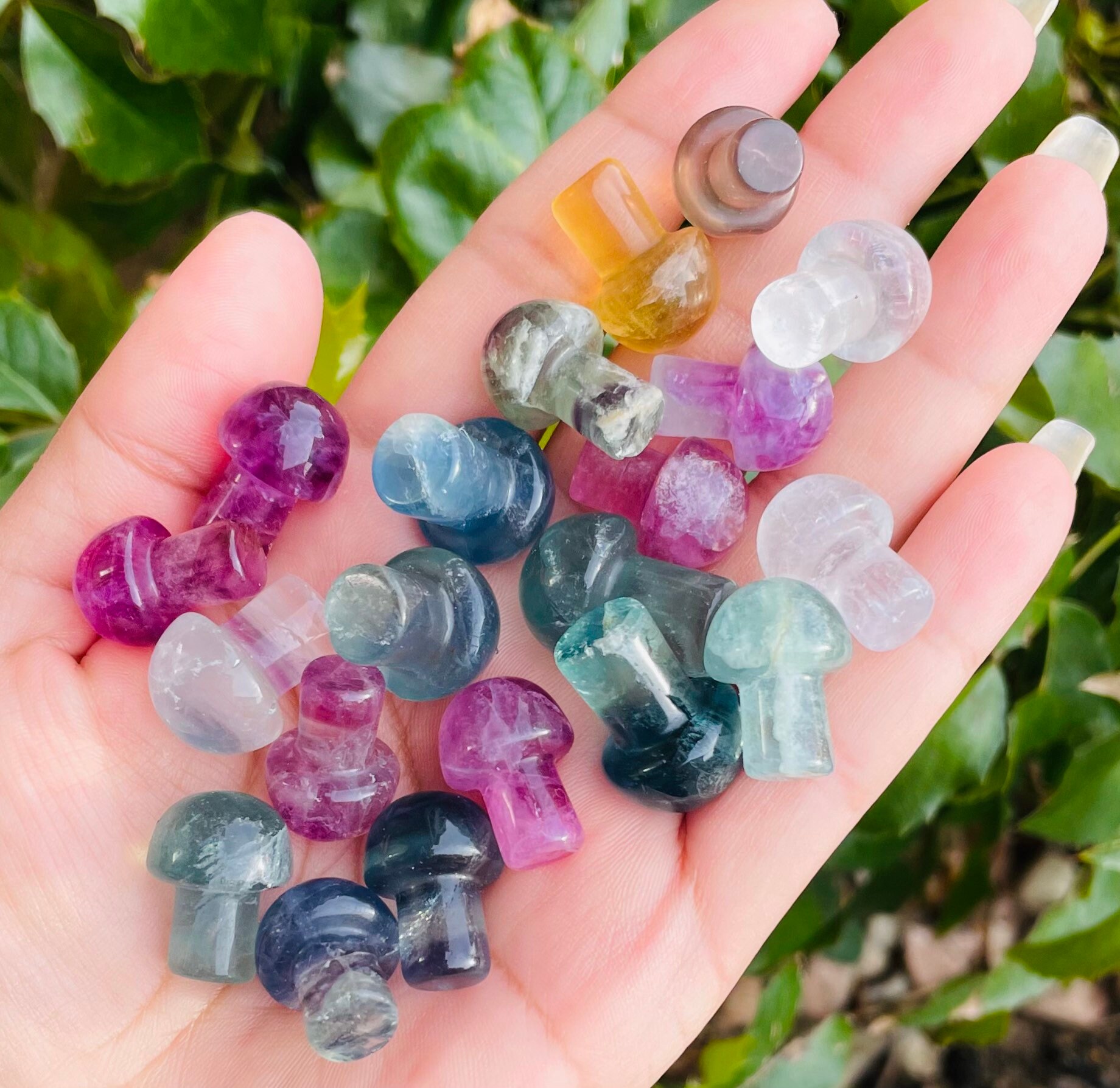 Rainbow Fluorite Mushroom: Tumbled Crystal Gemstone (18-25mm)