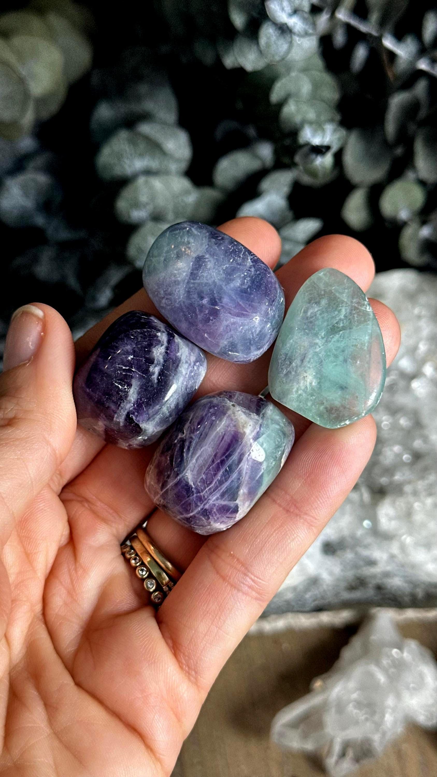 Tumbled Rainbow Fluorite Stone, Chakra Meditation Crystal