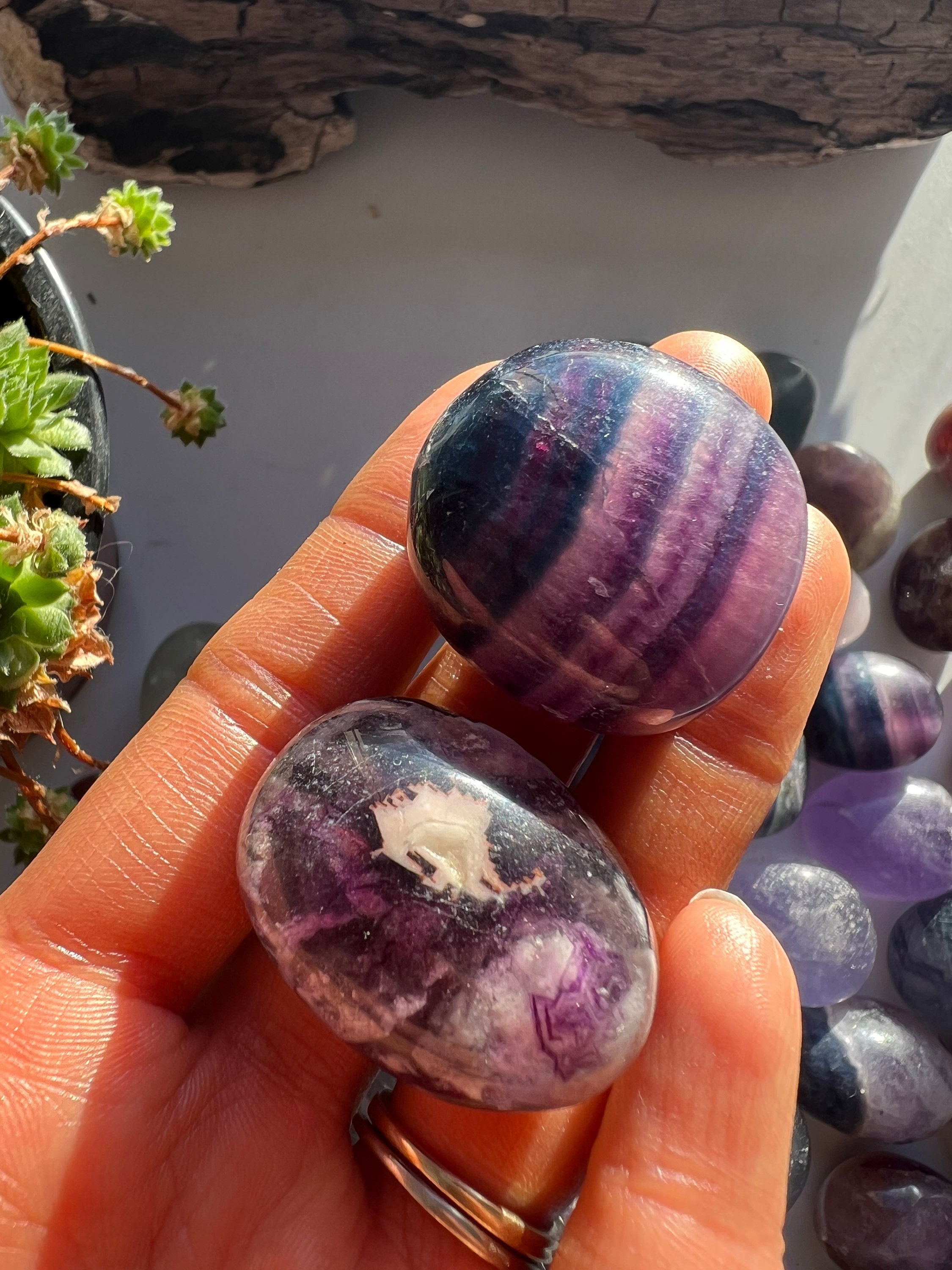 Polished Rainbow Fluorite Tumbled Stone