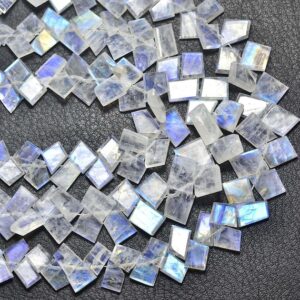 Blue Fire Rainbow Moonstone Fancy Bead - 10 Pcs - Natural Faceted Rainbow Moonstone Fancy Flat Tiny Briolettes- Size is 6.5x7 - 7x11mm #348