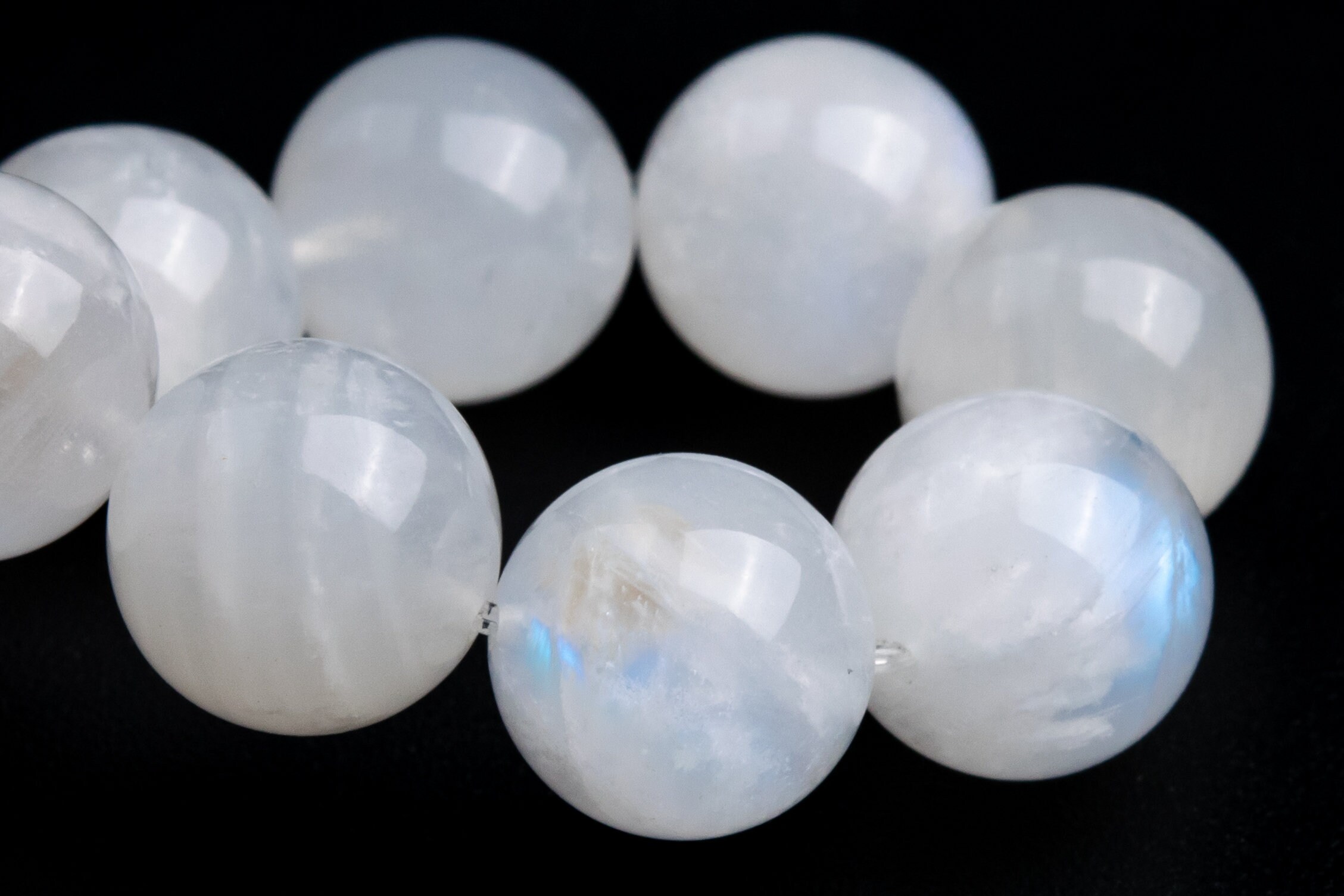 10mm Rainbow Moonstone Beads Bracelet Grade A+ Genuine Natural Round Gemstone 7.5" (118254h-4089)