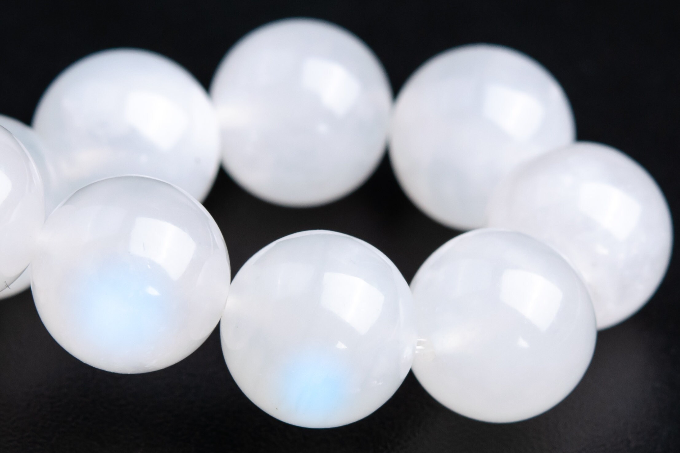 10mm Rainbow Moonstone Beads Bracelet India Grade A+ Genuine Natural Round Gemstone 7.5" (118566h-4040)