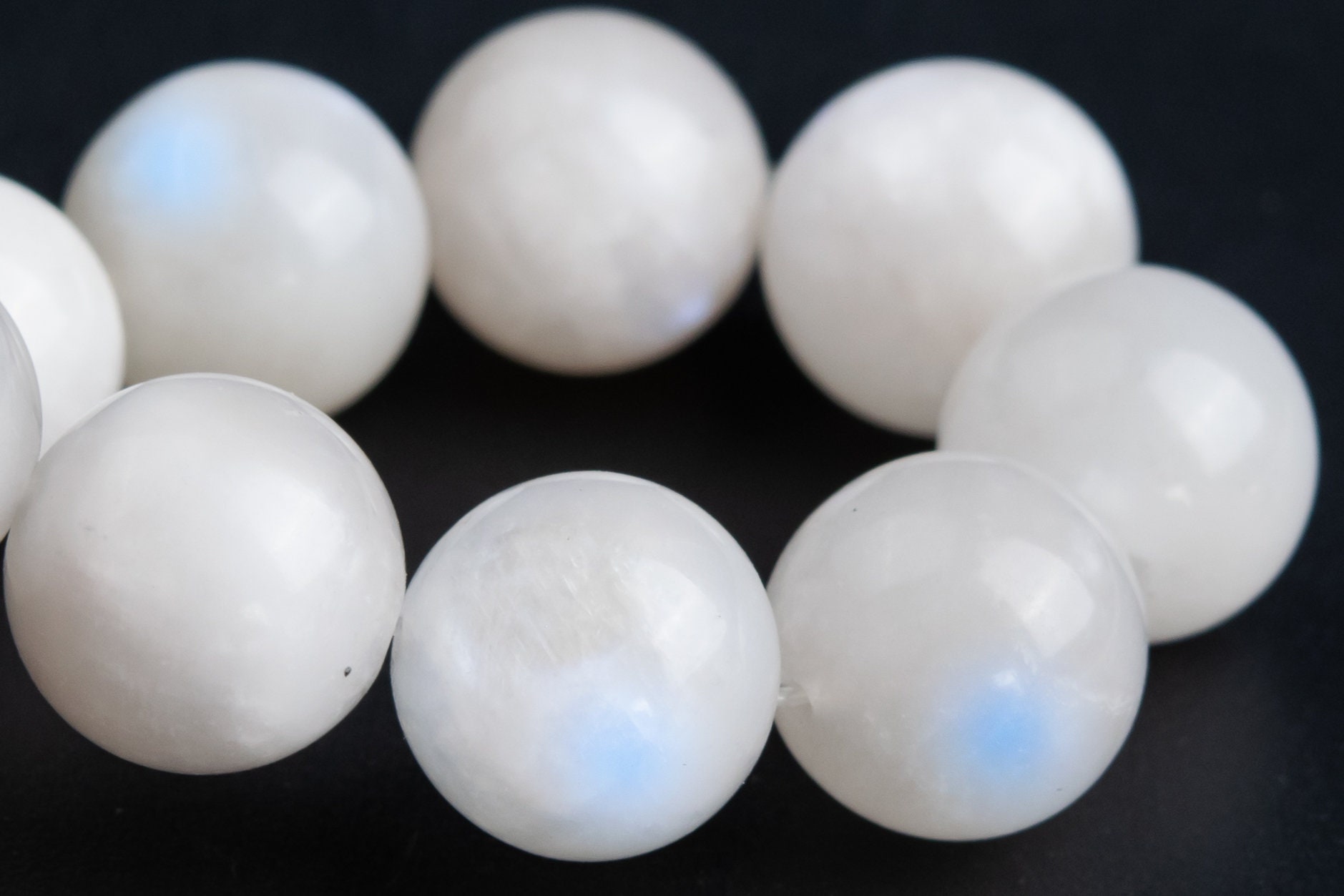 10mm Rainbow Moonstone Beads Bracelet India Grade A Genuine Natural Round Gemstone 8" (117390h-3055)