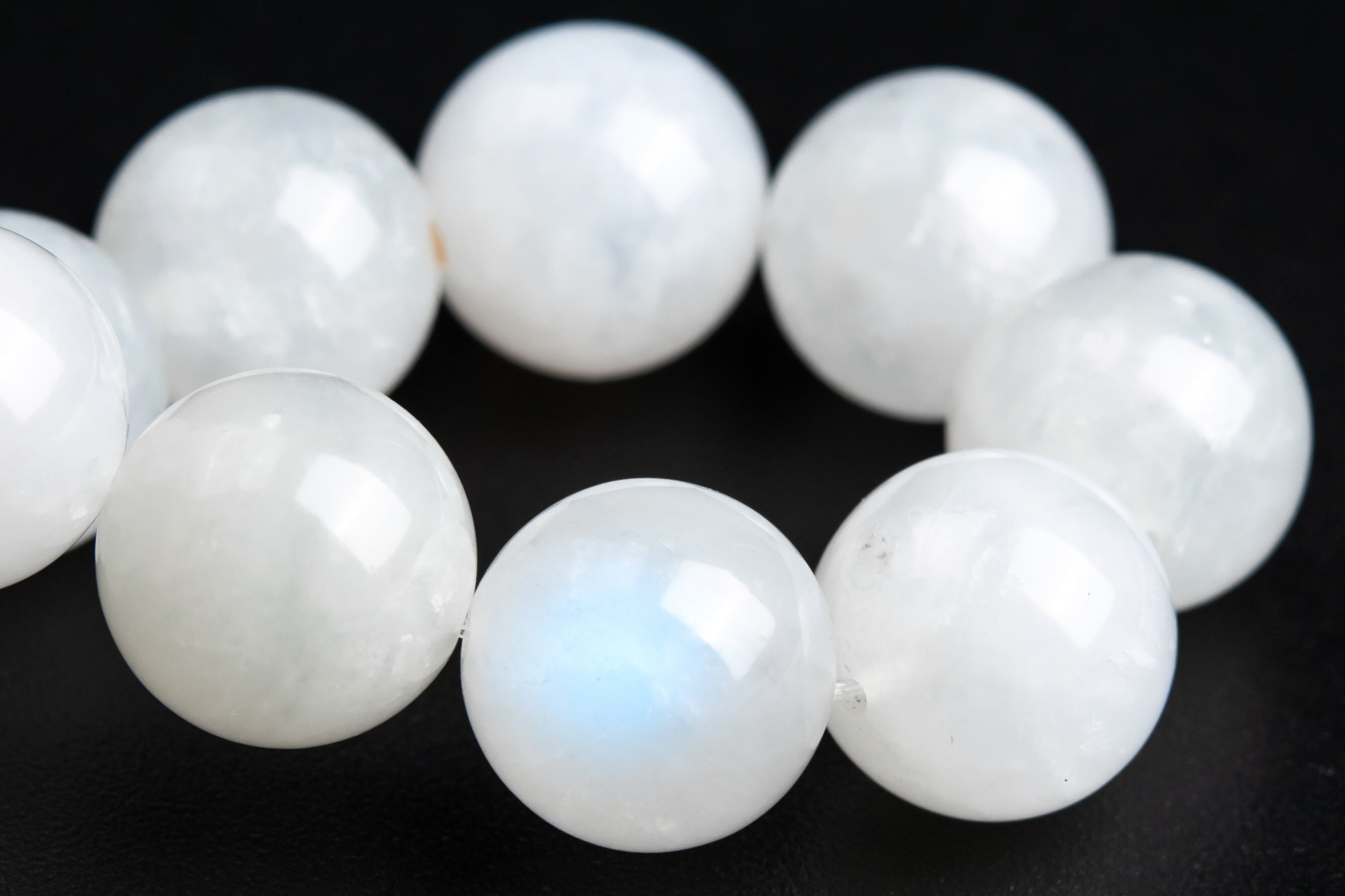 11-12mm Rainbow Moonstone Beads Bracelet Grade A+ Genuine Natural Round Gemstone 7.5" (118136h-4018)