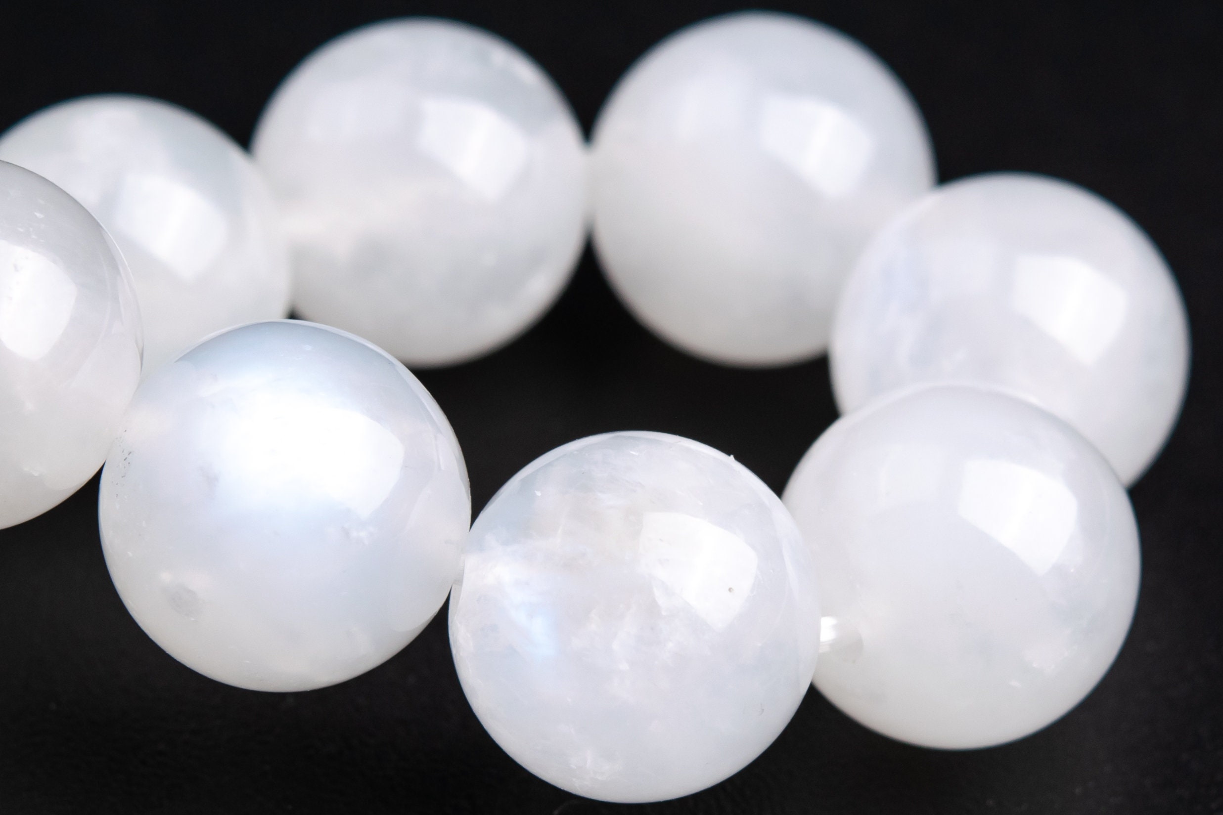 11mm Rainbow Moonstone Beads Bracelet India Grade Aa Genuine Natural Round Gemstone 8" (118561h-4040)