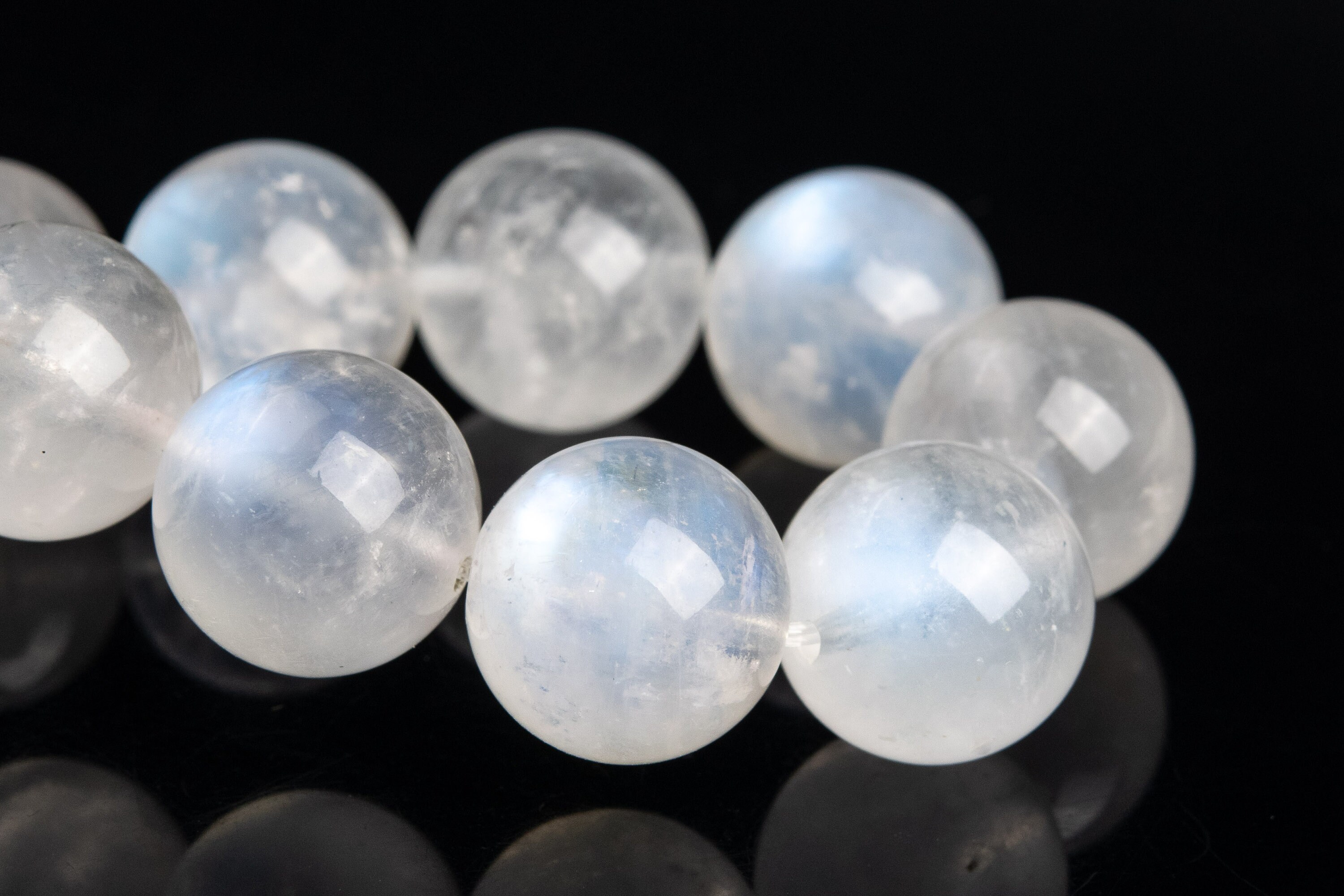 12-13mm Transparent Rainbow Moonstone Beads Bracelet Grade Aa+ Genuine Natural Round Gemstone 8" (120742h-3903)